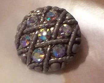 Vintage Aurora Borealis Rhinestone Button-Item# 654