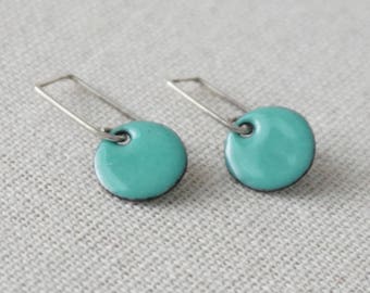 Mint Green Enamel Earrings - Enamel Jewelry