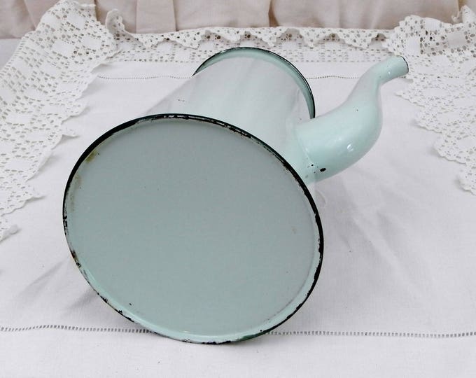 Antique Gooseneck Kettle Pale Mint Green Enamelware Coffee Pot in Excellent Condition, Vintage Country Decor Enamel Cafetiere from France Antique Gooseneck Kettle Pale Mint Green Enamelware Coffee Pot in Excellent Condition, Vintage Country Decor Enamel Cafetiere from France