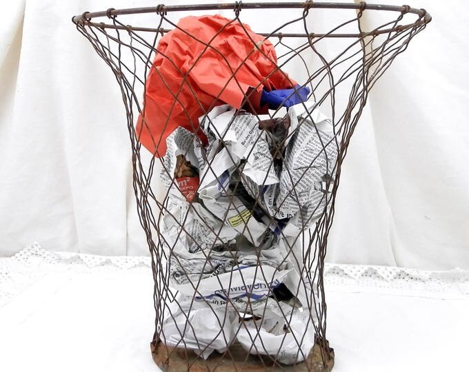 Vintage French Wire Waste Paper Basket, Traditional Office Garbage Trash Can, Retro Metal Rubbish Bin, Industrial Wire Ware from France Vintage French Wire Waste Paper Basket, Traditional Office Garbage Trash Can, Retro Metal Rubbish Bin, Industrial Wire Ware from France