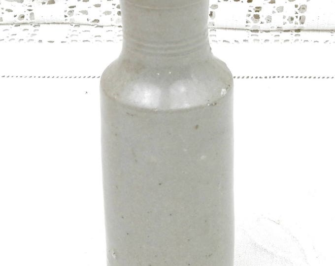 Antique French Stoneware Gray Bottle Once Contained Brillant Belge Fourcault Paris Victorian Metal Polish, Vintage Pottery Ink Bottle, Vase