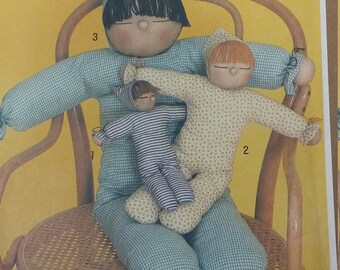 UNCUT and FF Pattern Pieces Vintage Simplicity 9544 Sewing Pattern Stuffed Doll in Three Sizes -One Size