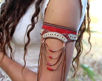Arm jewelry, arm leather bracelet, armlet, arm bracelet, body leather jewelry, body jewelry, arm cuff, boho jewelry, leather bracelet