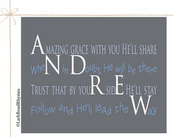 Baptism Gift Nursery Decor Printable Graduation Gift Nursery Wall Art Kids New Baby Baby Boy Christening Custom Personalized 8x10 Andrew