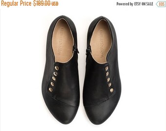 CHRISTMAS IN JULY Grace Black shoes handmade flats leather shoes / best sellers by Tamar Shalem