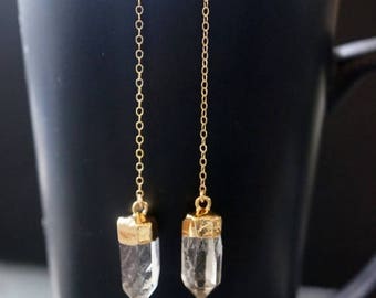 Fall SALE // Quartz Earrings // Crystal Earrings // Gold Quartz // Quartz // Quartz Crystal // Raw Quartz Earrings // Quartz Jewelry // Quar