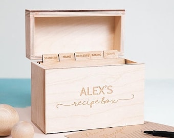 Personalised Wooden Recipe Box - Custom Recipe Box - Recipe Card Box - Wooden Box - Keepsake Box - Gift For Chef - Baking Gifts - Recipe Bo