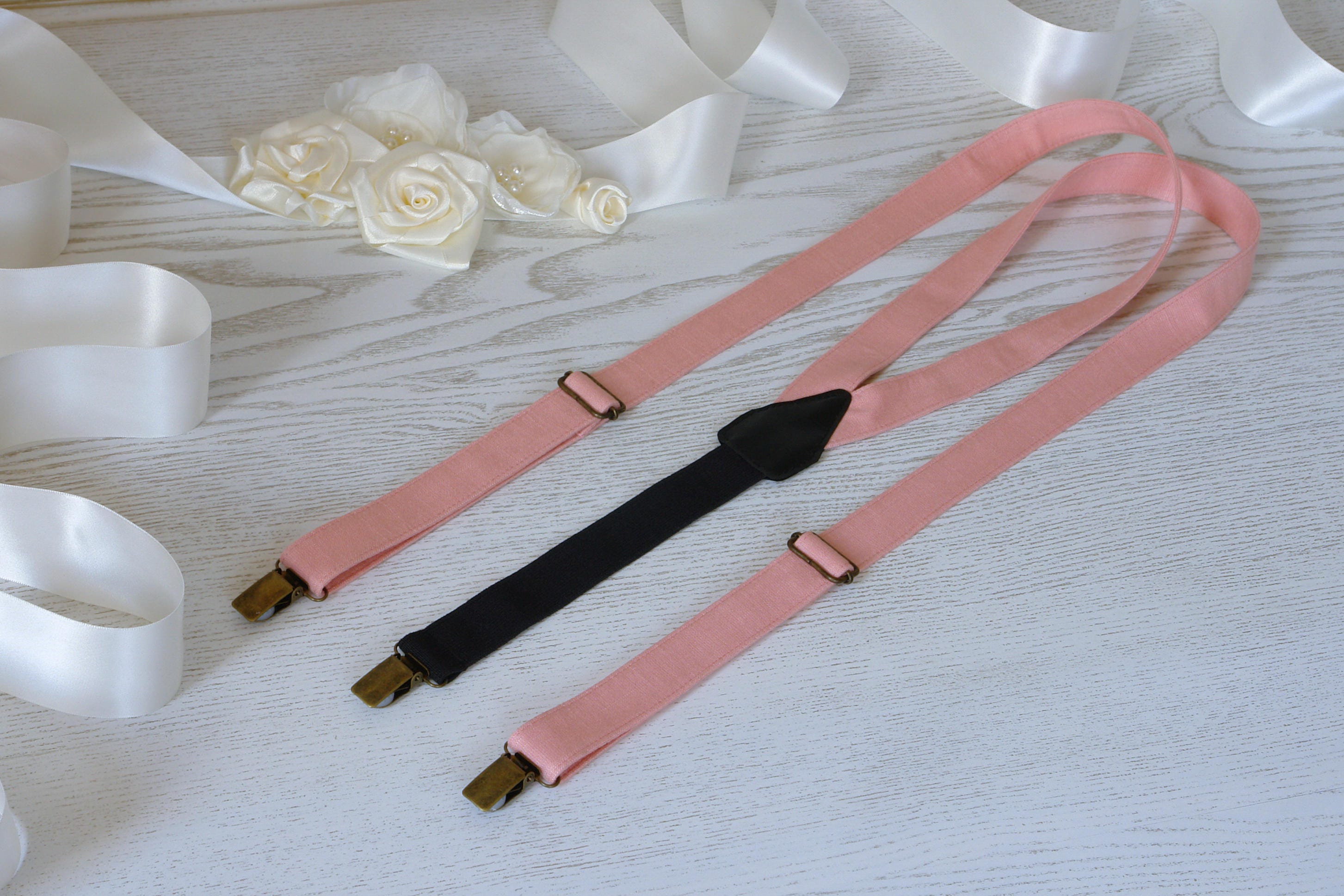 SUSPENDERS and BOWTIE SET Coral Wedding Suspenders Men's
