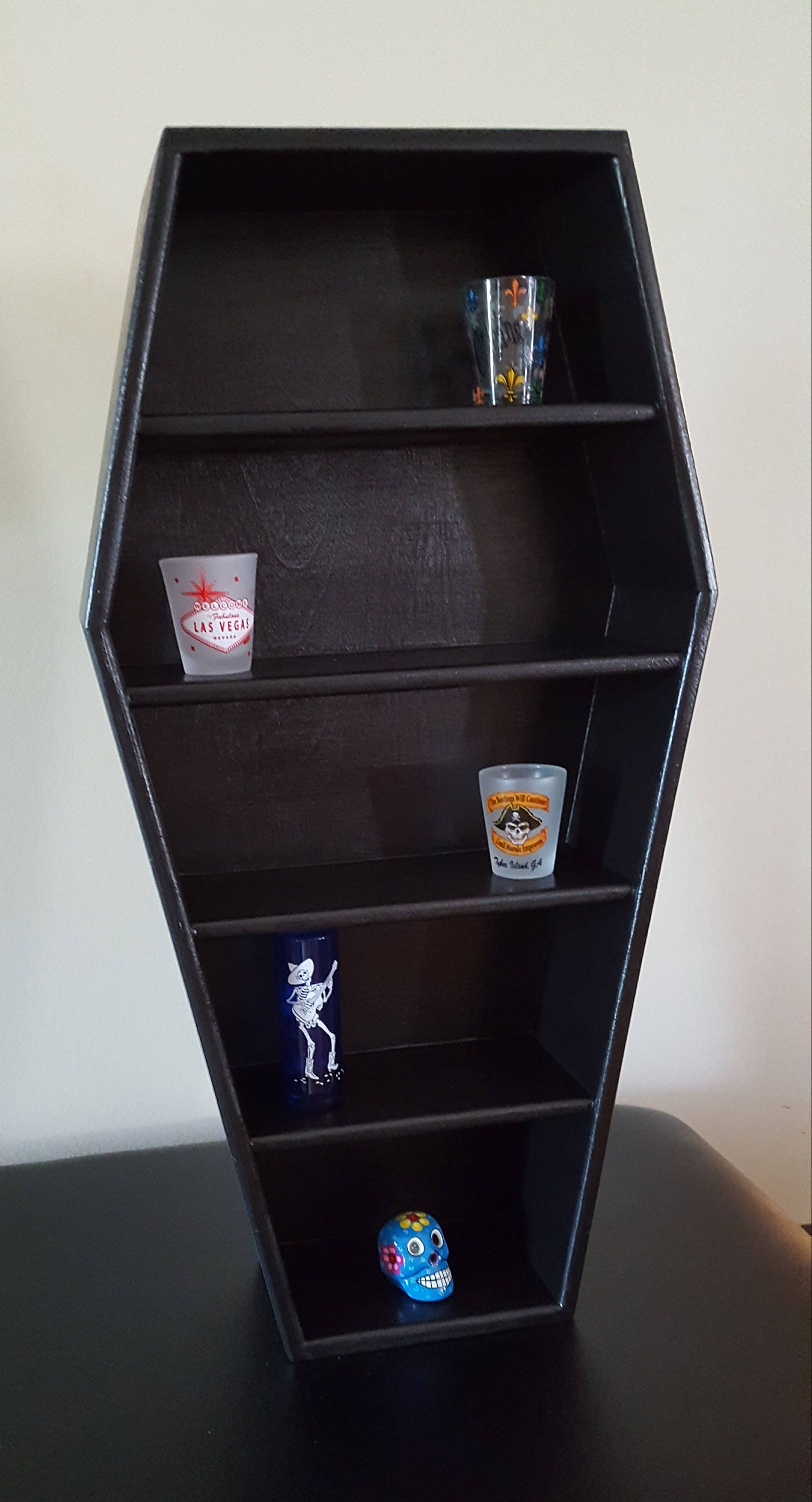 Larger Coffin shelves/ coffin display shelves/ stained coffin/