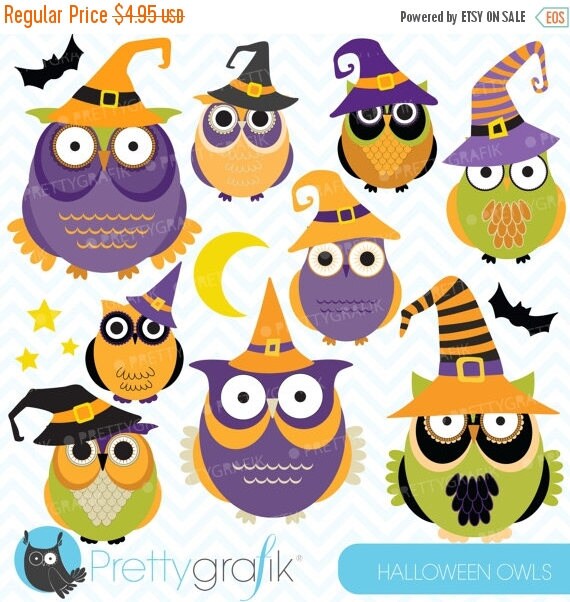 80% OFF SALE Halloween Owls clipart, commercial use, vector graphics, digital clip art, digital images - CL573 Il_570xn