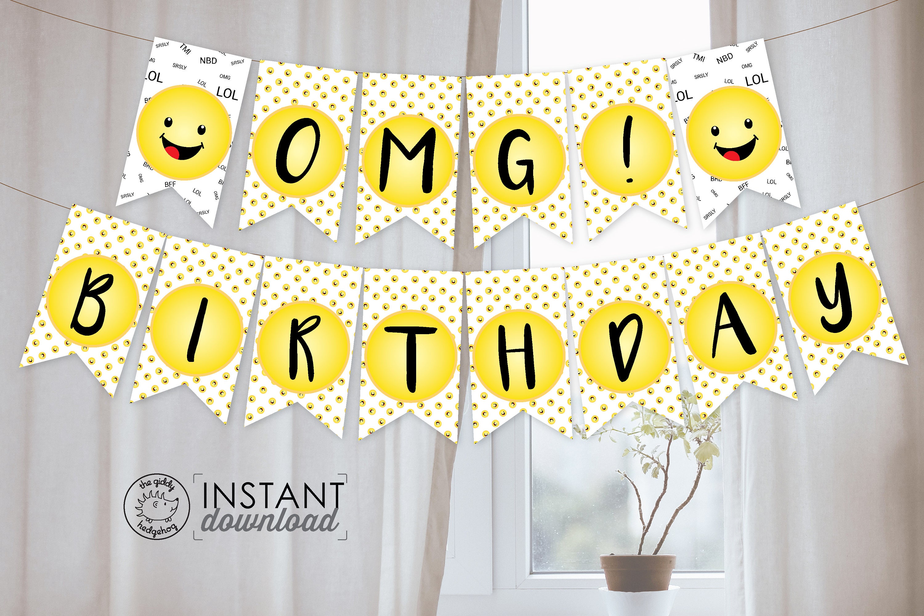 Printable DIY Emoji Party Banner Birthday Party Graduation