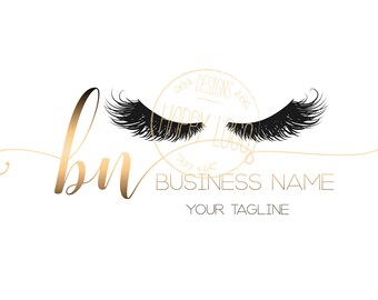 DIGITAL Custom logo design , lashes logo, monogram lashes beauty logo, makeup logo, gold lashes logo design, gold beauty logo, design lashes