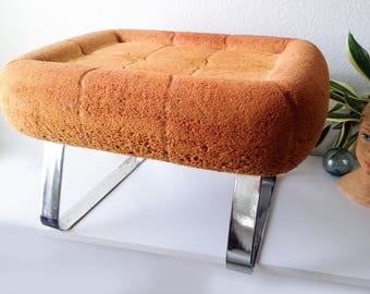 Vintage chrome ottoman Percival Lafer mid century footstool modern decor retro foot stool