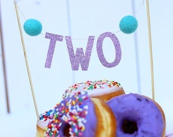 Mermaid Birthday Cake Topper...Cake Topper Birthday...TWO Cake Topper...2nd Birthday Cake Topper...Donut Birthday Party...Party Decorations