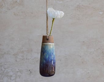Small hanging vase, Blue Hanging Vase, Bud Vase, Ceramic Bud Vase, Contemporary Vase, handmade vase, interior design, HV7