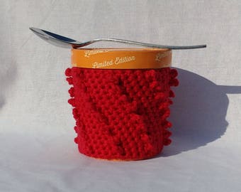 Modern crochet ice cream pint sweater cozy, ice cream party favors, cotton yarn, cup sleeve, fidget toy, crochet cover, cool christmas