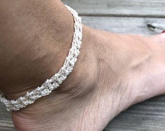 Crochet anklet, Boho anklet, Rustic, Cream Anklet, Crochet Jewelery/Jewellery