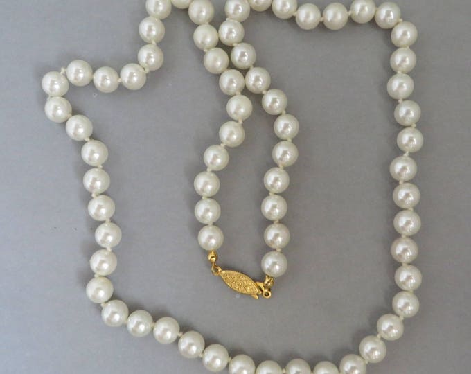 Vintage Faux Pearl Necklace, 23 Inch Necklace, Long Pearl Necklace, Summer Jewelry, Gift for Her