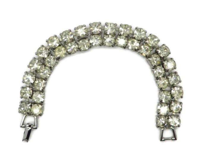 Tennis Bracelet, Rhinestone Bracelet, Vintage Weiss Bracelet - Double Row Rhinestone Silver Tone Bridal Jewelry, Signed Weiss Jewelry