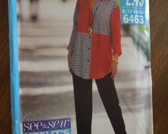 Butterick See & Sew 6463, sizes 12-16, UNCUT sewing pattern, craft supplies, blouse, pants