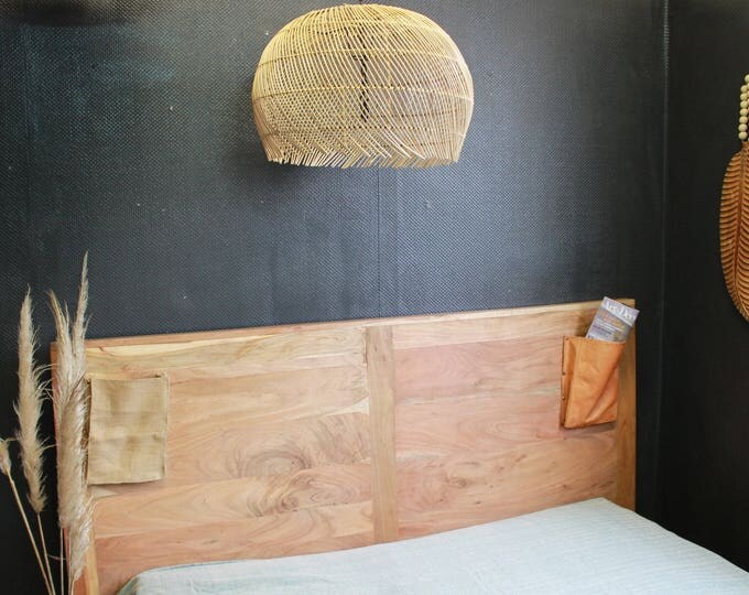 Wood headboard with storage