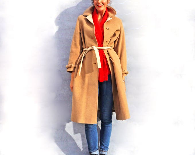 Cashmere Wool Coat, Camel Wool Coat, Vintage Cashmere + Wool Coat, Warm Winter Coat, Long Cashmere Coat, Luxury Gift, Luxury Coat, Wool Coat