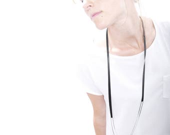 Necklace - necklace - Black Silver ombre