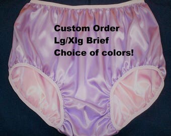 Free Shipping Adult Sissy Baby Double Satin Briefs Panties / Diaper Cover for Men & Women