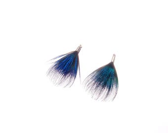 1 pair of pendants / charms approximately 41 mm Peacock neck feathers