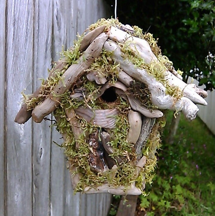 Garden Birdhouse Outdoor Driftwood Yard Decor Wood Birdhouse