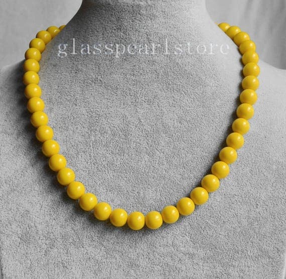 10mm yellow necklace single yellow bead necklace wedding