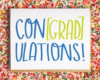 Funny Graduation Card. Grad Card. Engagement Card. Funny Card. Hand Lettered Card. Colorful Card. Pun Card.