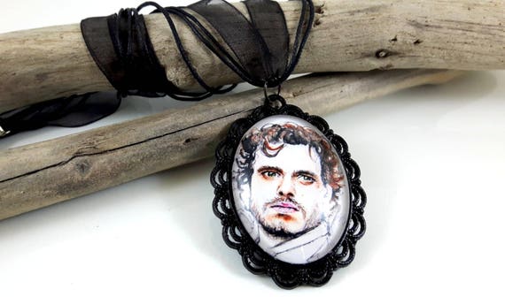 Game of Thrones Rob Stark Portrait Cameo Necklace. Womans