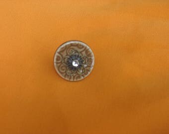 Ceramic brass and rhinestone ring