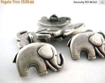 Summer Sale GOOD LUCK ELEPHANT Metal Buttons, Qty 4, Antique Silver Metal Button, 20mm Great for Leather Wrap Clasps and Clothing, Elephant