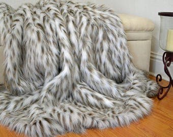 Faux Fur Leopard Blanket Throw, Faux Fur Blanket, Faux Leopard Fur Throw, Fur Bedding, Lap Blanket 60" x 72"