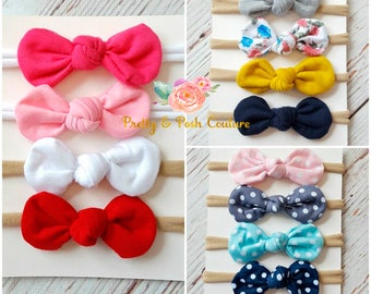 SET of 4 Nylon baby headbands, baby headbands, nylon headband,newborn baby headband set,baby girl headbands,mini bow headband,White headband