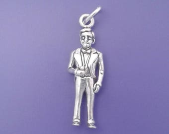 GROOM Charm .925 Sterling Silver, Wedding, Marriage, Husband Pendant - lp3189