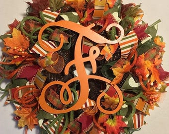 SALE Fall wreath, Fall monogram wreath, fall wreaths, monogram wreaths, fall marquee wreath, wreath, wreaths, thanksgiving wreath, fall deco