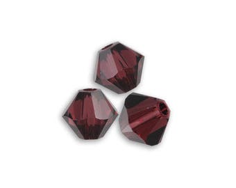 1 lot 5 bicones 6 mm burgundy Swarovski Crystal bead