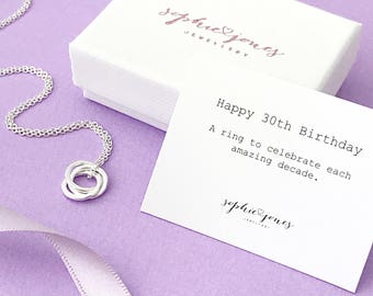30th birthday silver necklace - 30th birthday gift - 30th gift for her - 30th birthday for daughter - 30th for friend
