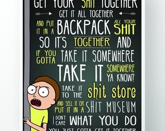 Rick and Morty // Rick and Morty Poster // Get Your Shit Together // Rick and Morty Print // Pickle Rick // Portal Gun // Mr Meeseeks Poster