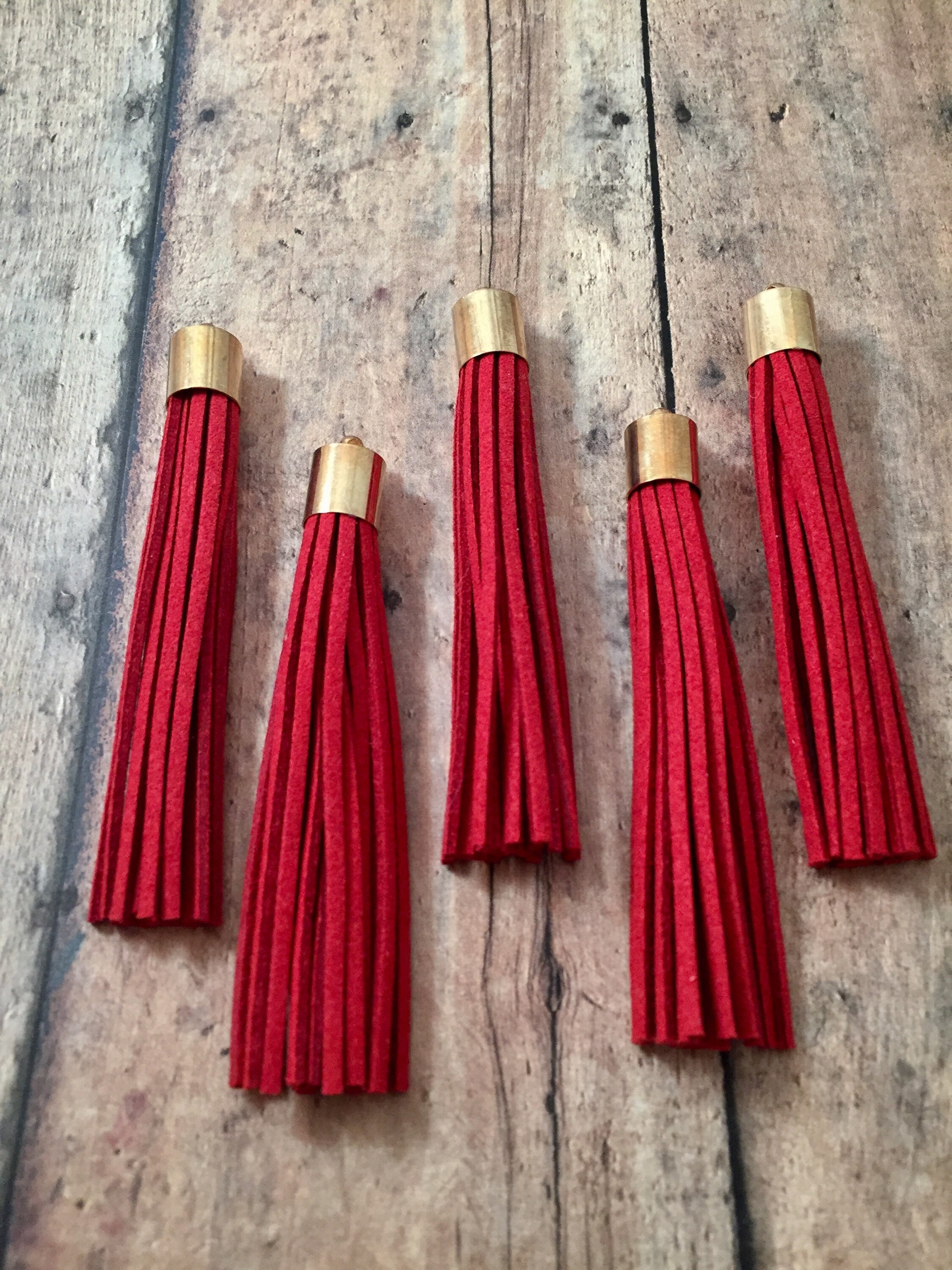 5 Red Tassels red tassel findings DIY key chain tassels