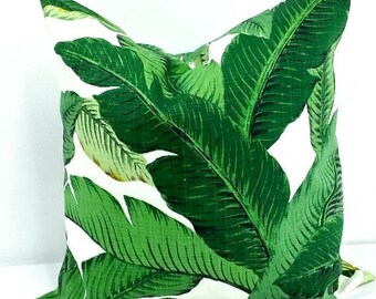 SALE Swaying palm. All Sizes Green Pillow Cover. Indoor.outdoor. Green and white pillow cover.Designer pillow.cushion cover