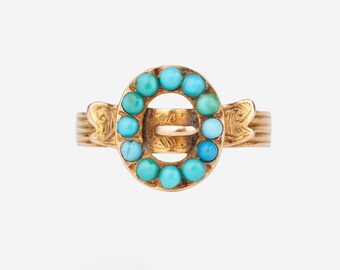 A Georgian Turquoise Buckle Ring