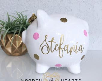 Piggy Bank Personalized, Custom Piggy Bank, Gold Piggy Bank, Large Bank, Piggy Bank, Bank, Girl Bank, Boy Bank, Baby Bank
