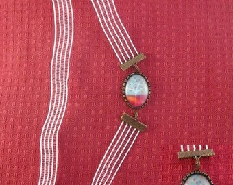 Ban019 - White Headband and cabochon tree