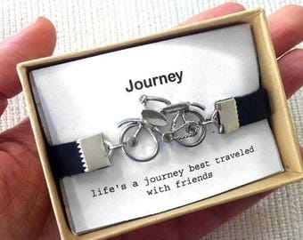 Vacation-Sale- Bicycle mens leather bracelet, Bicycle Bangle, Friendship Bracelet, Bike Jewelry, Leather Sports Cuff, Cycling Bracelet, Gif