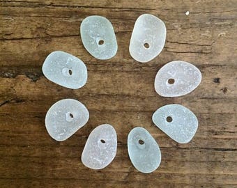 English small sea glass pendants, sea glass beads, top drilled seaglass