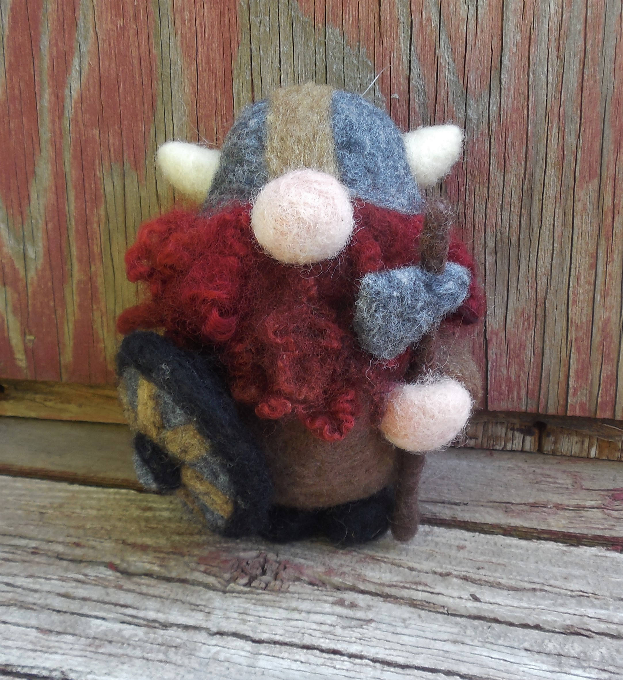 Needle Felted Viking Ornament Ragnar Redbeard Holiday